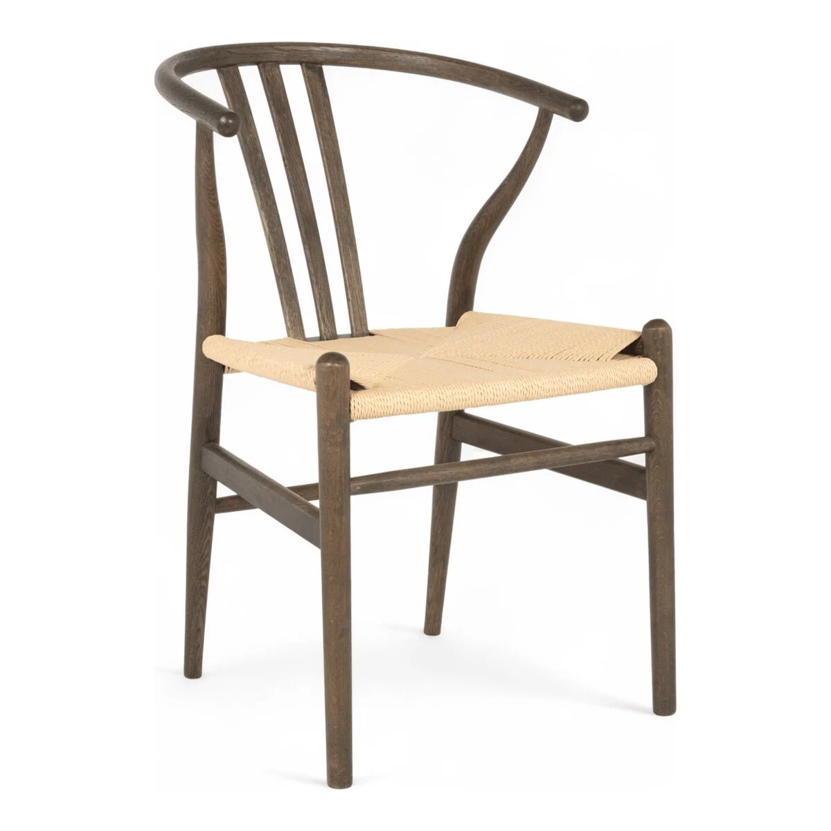 Esszimmerstuhl Enilo 2er-Set aus Eichenholz und Papiergarn, Braun