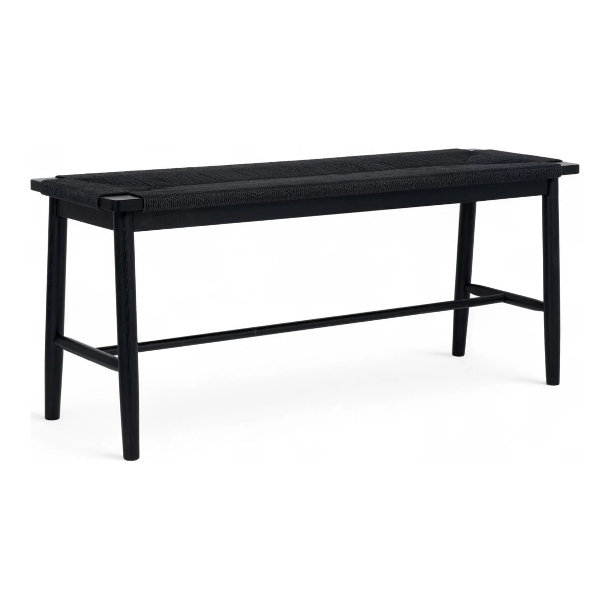 Bank Emirsa aus Eichenholz und Papiergarn - 110 cm, Schwarz/Schwarz