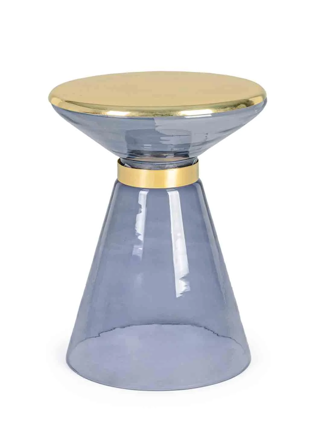 Beistelltisch Meriel aus Glas und Metall, modernes Design, rund, grau, Indoor, Bizzotto