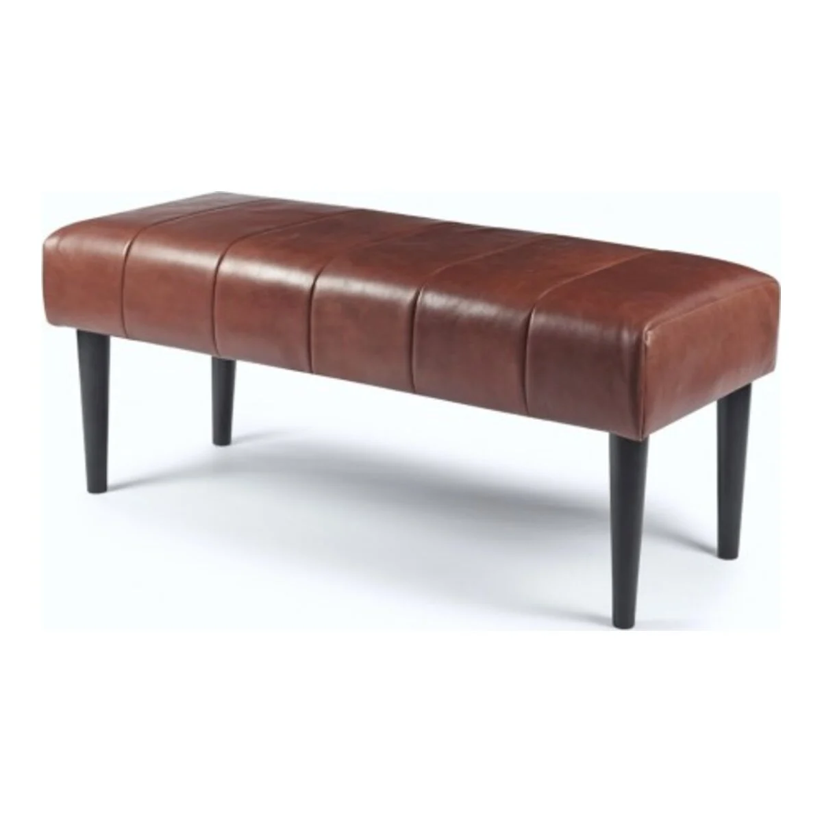 Bank Benea aus Leder und Mangoholz - 120 cm, Braun