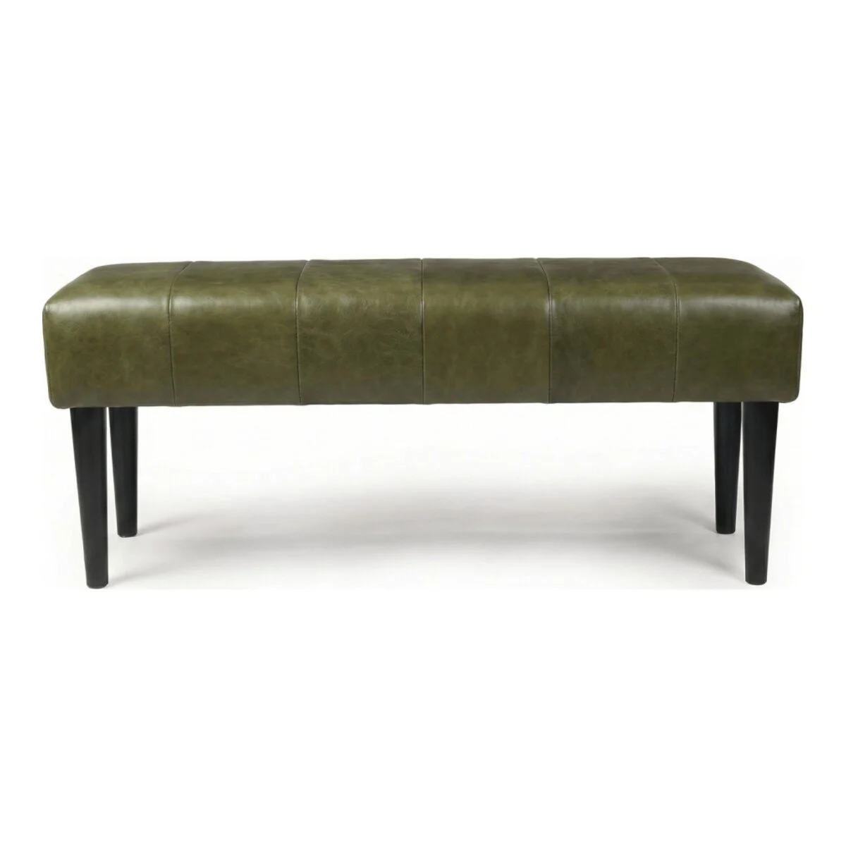 Bank Benea aus Leder und Mangoholz - 120 cm, Olive-Grün