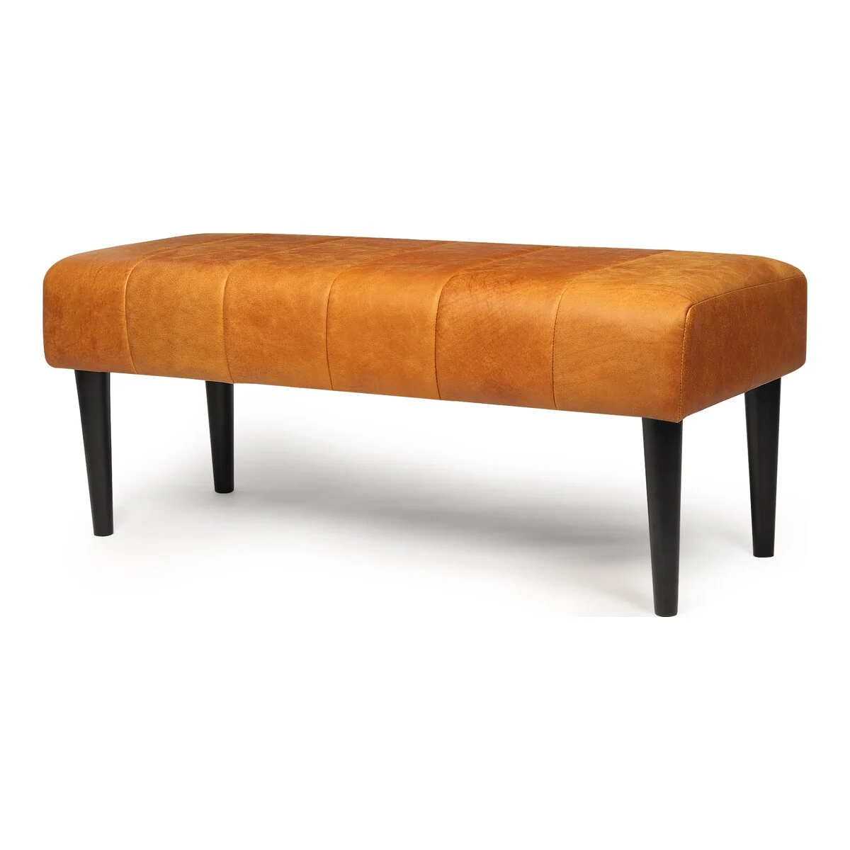 Bank Benea aus Leder und Mangoholz - 90 cm, Cognac