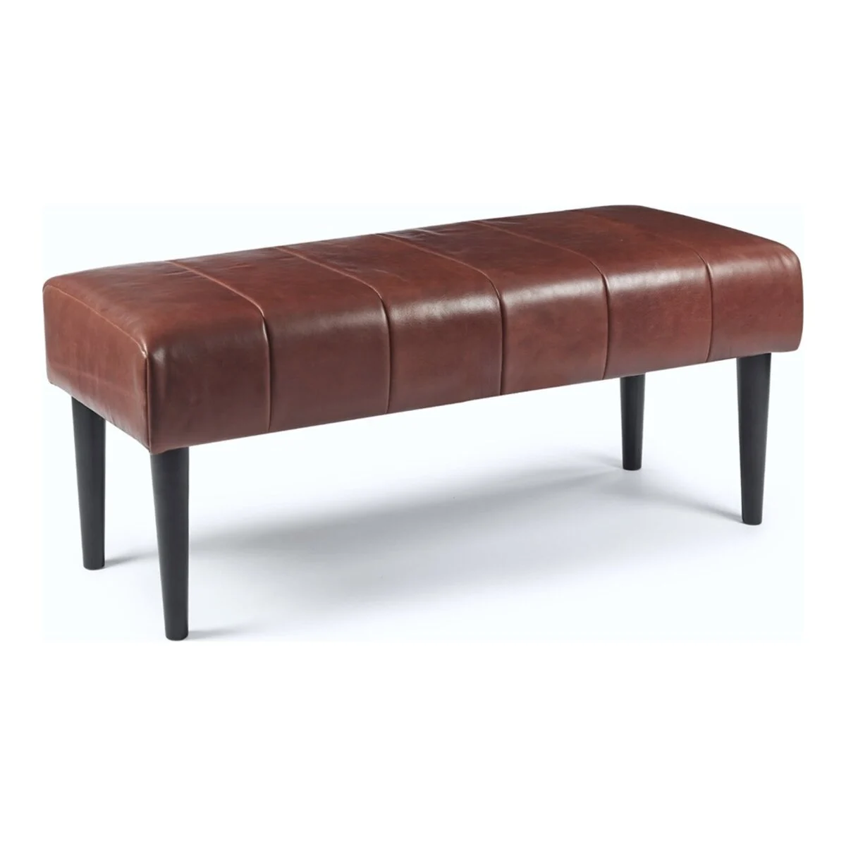 Bank Benea aus Leder und Mangoholz - 90 cm, Braun