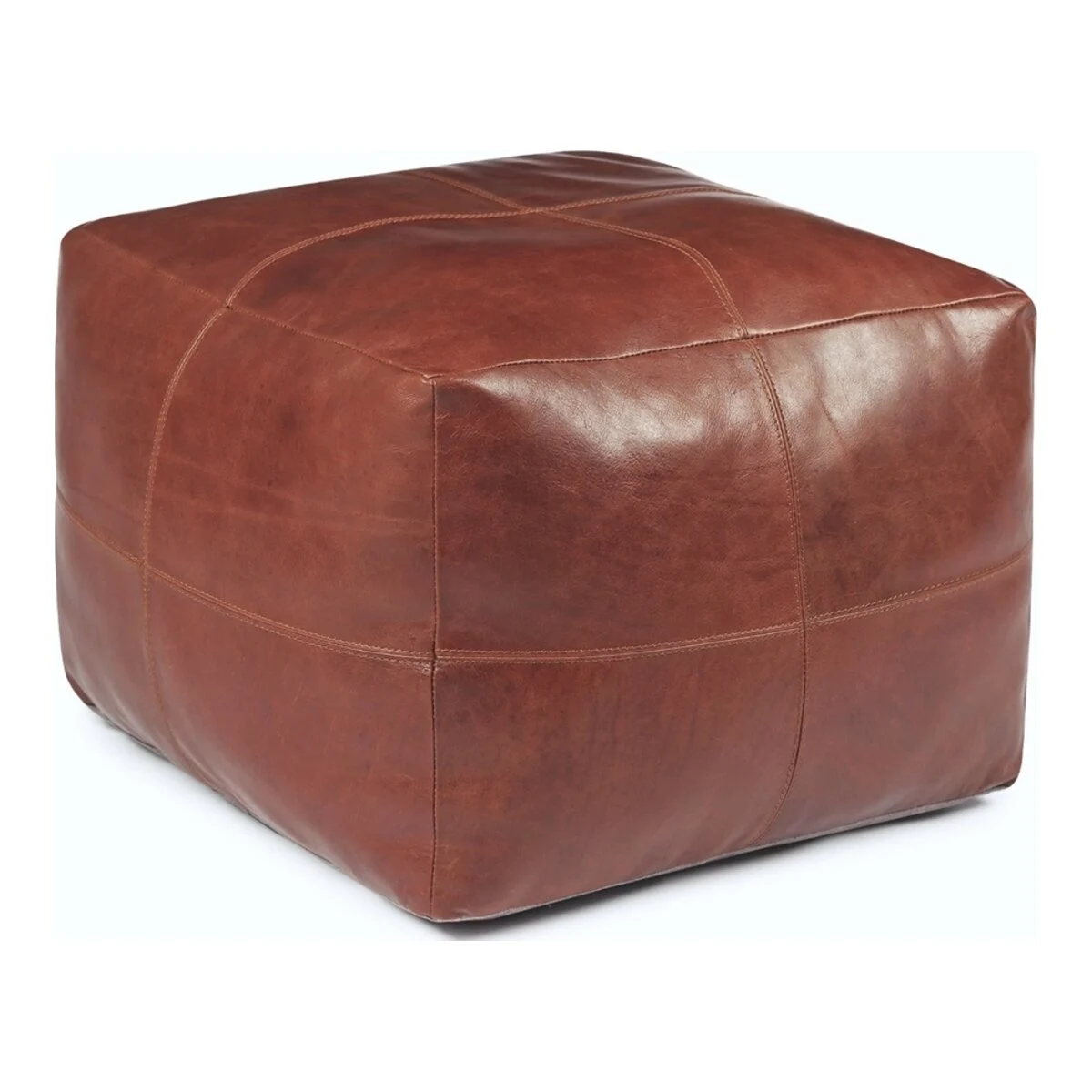 Pouf Anneta aus Leder 50x50 cm, Braun - Feeling4Home