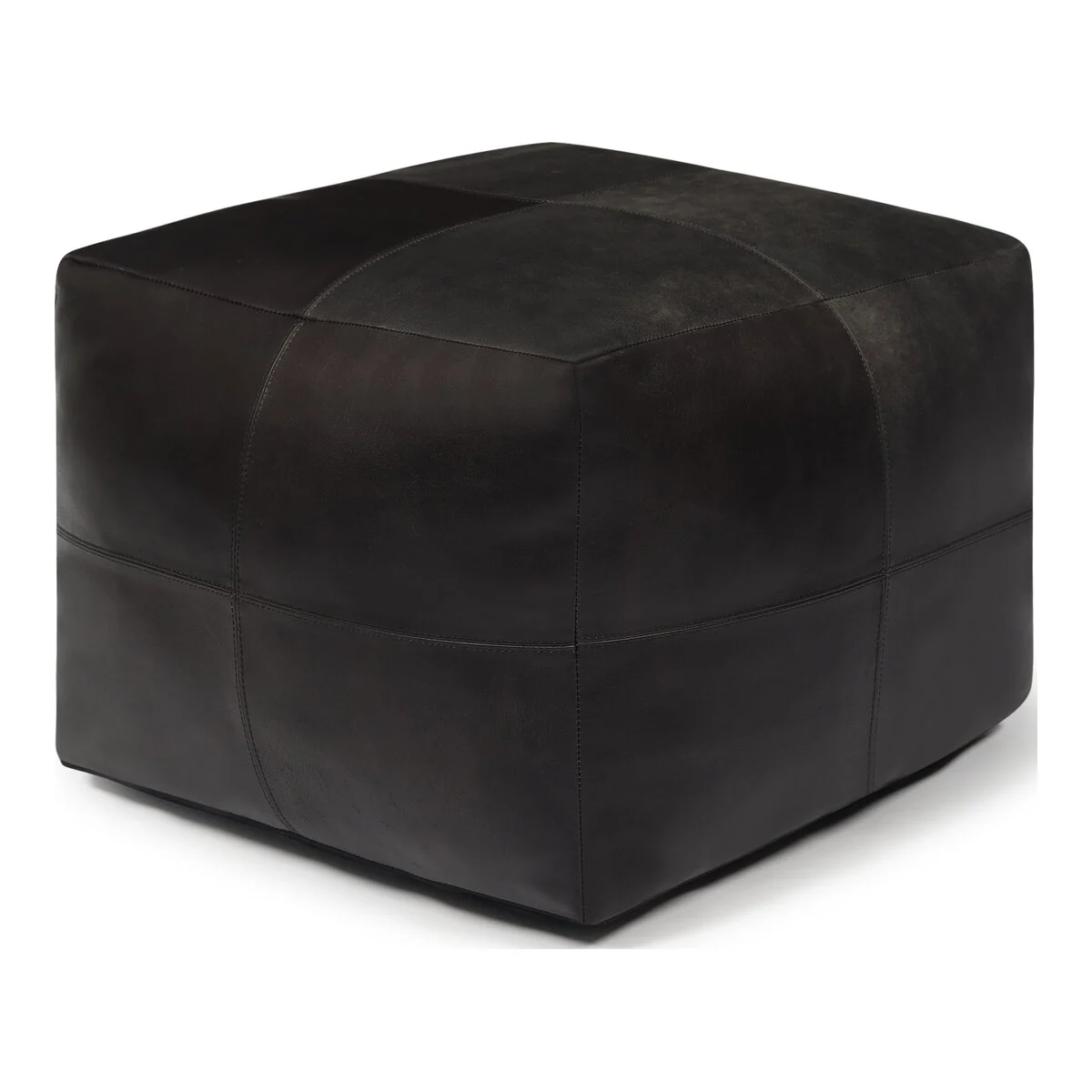 Pouf Anneta aus Leder 50x50 cm, Schwarz - Feeling4Home