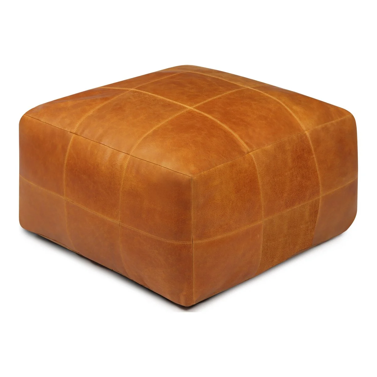 Pouf Anneta aus Leder 60x60 cm, Cognac - Feeling4Home