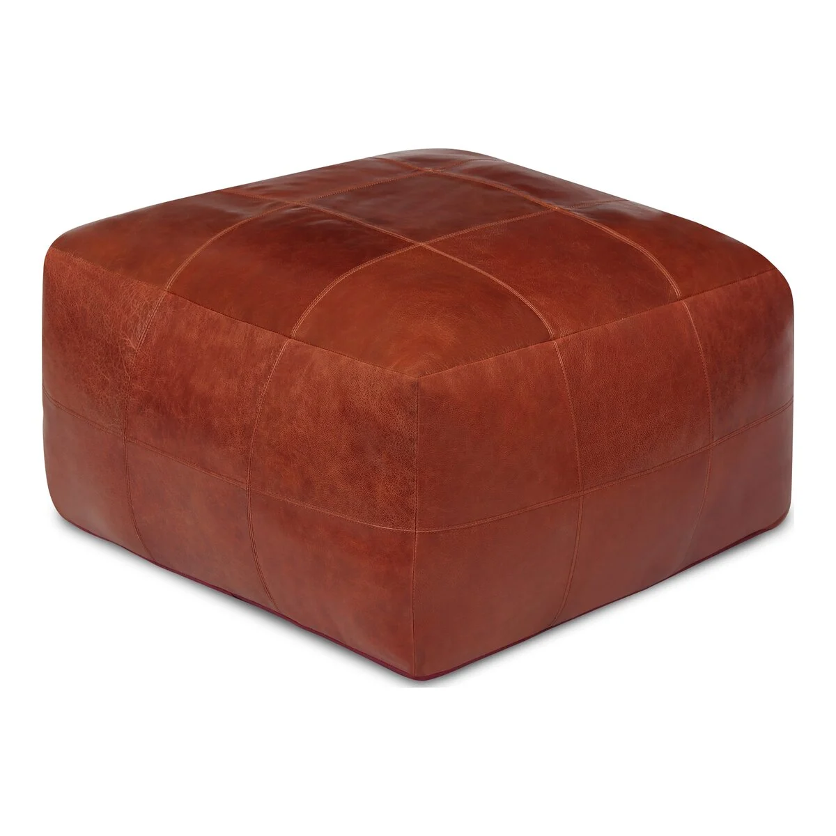 Pouf Anneta aus Leder 60x60 cm, Braun - Feeling4Home