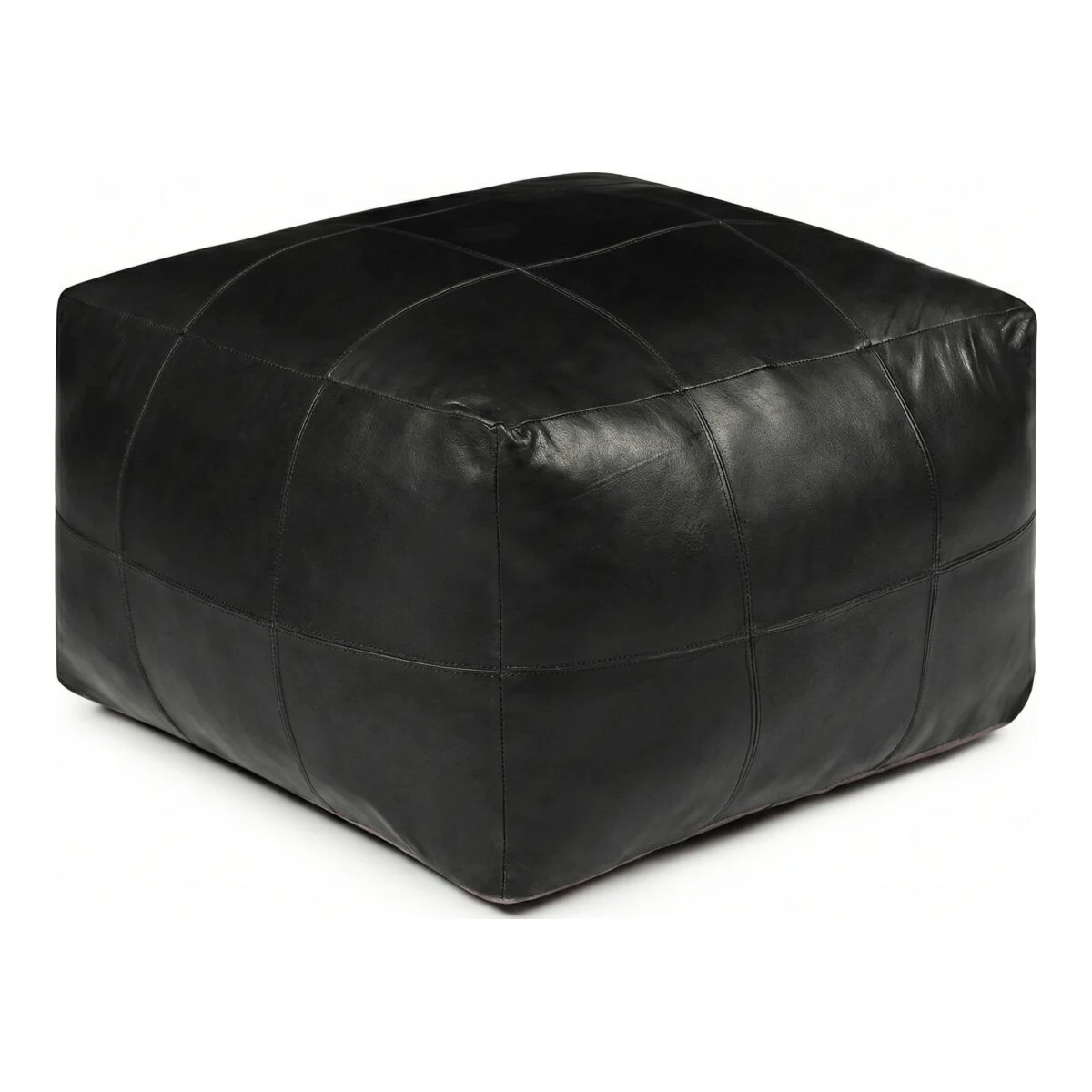 Pouf Anneta aus Leder 60x60 cm, Schwarz - Feeling4Home