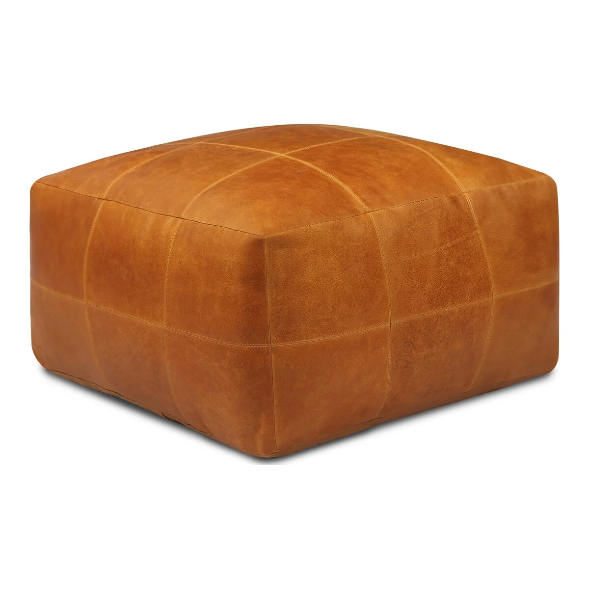 Pouf Anneta aus Leder 75x75 cm, Cognac - Feeling4Home