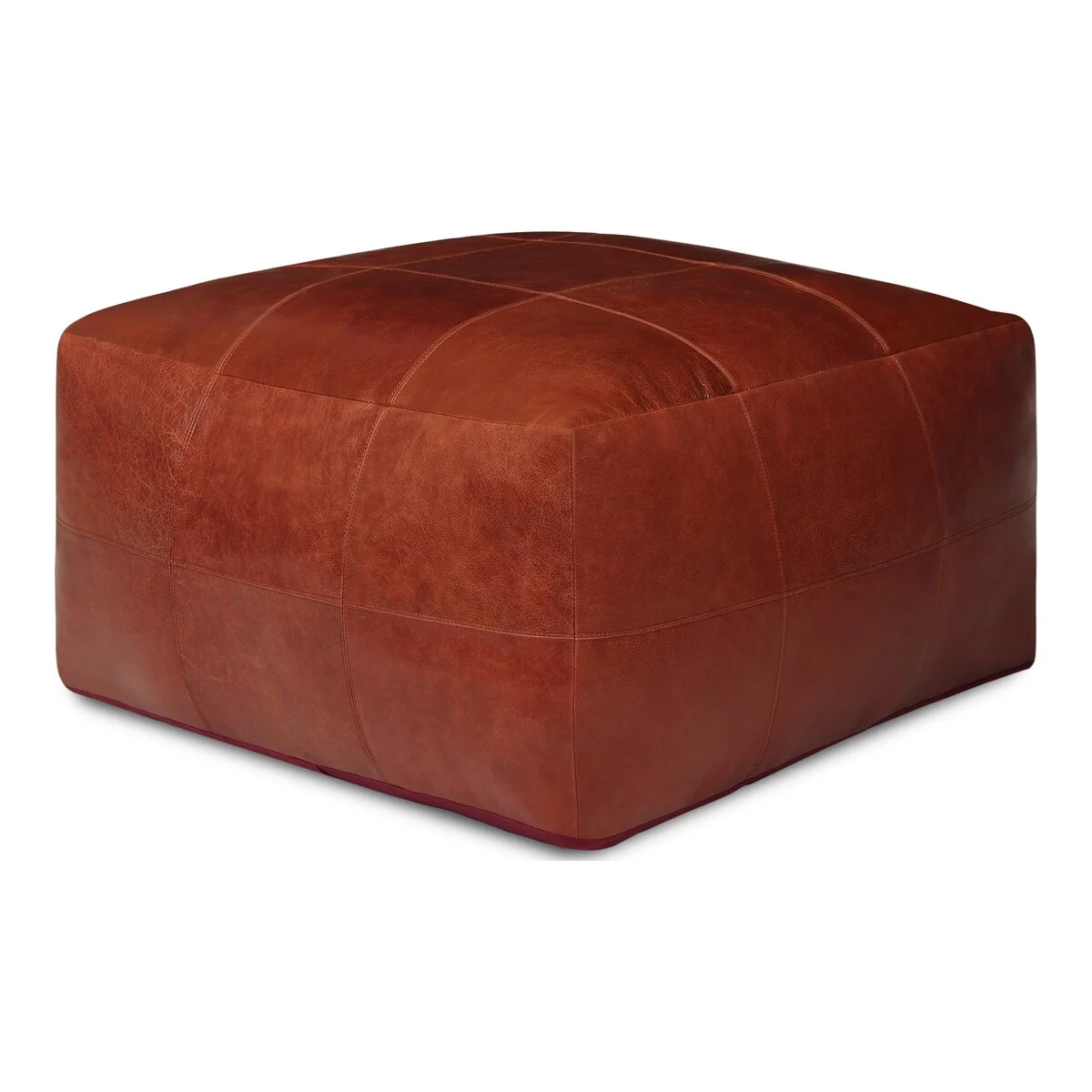 Pouf Anneta aus Leder 75x75 cm, Braun - Feeling4Home