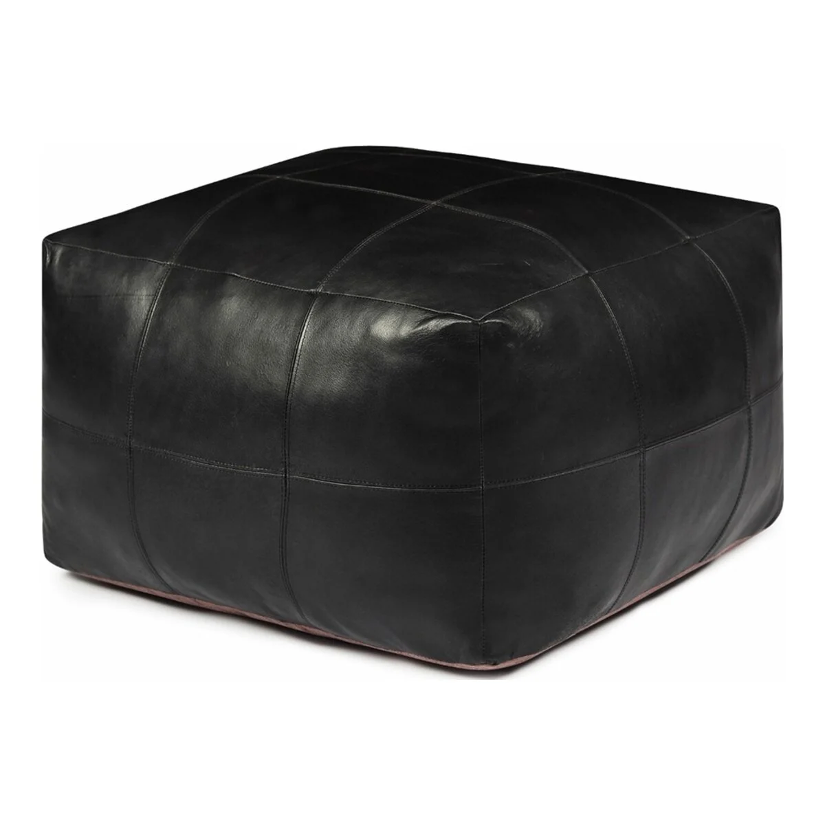 Pouf Anneta aus Leder 75x75 cm, Schwarz - Feeling4Home