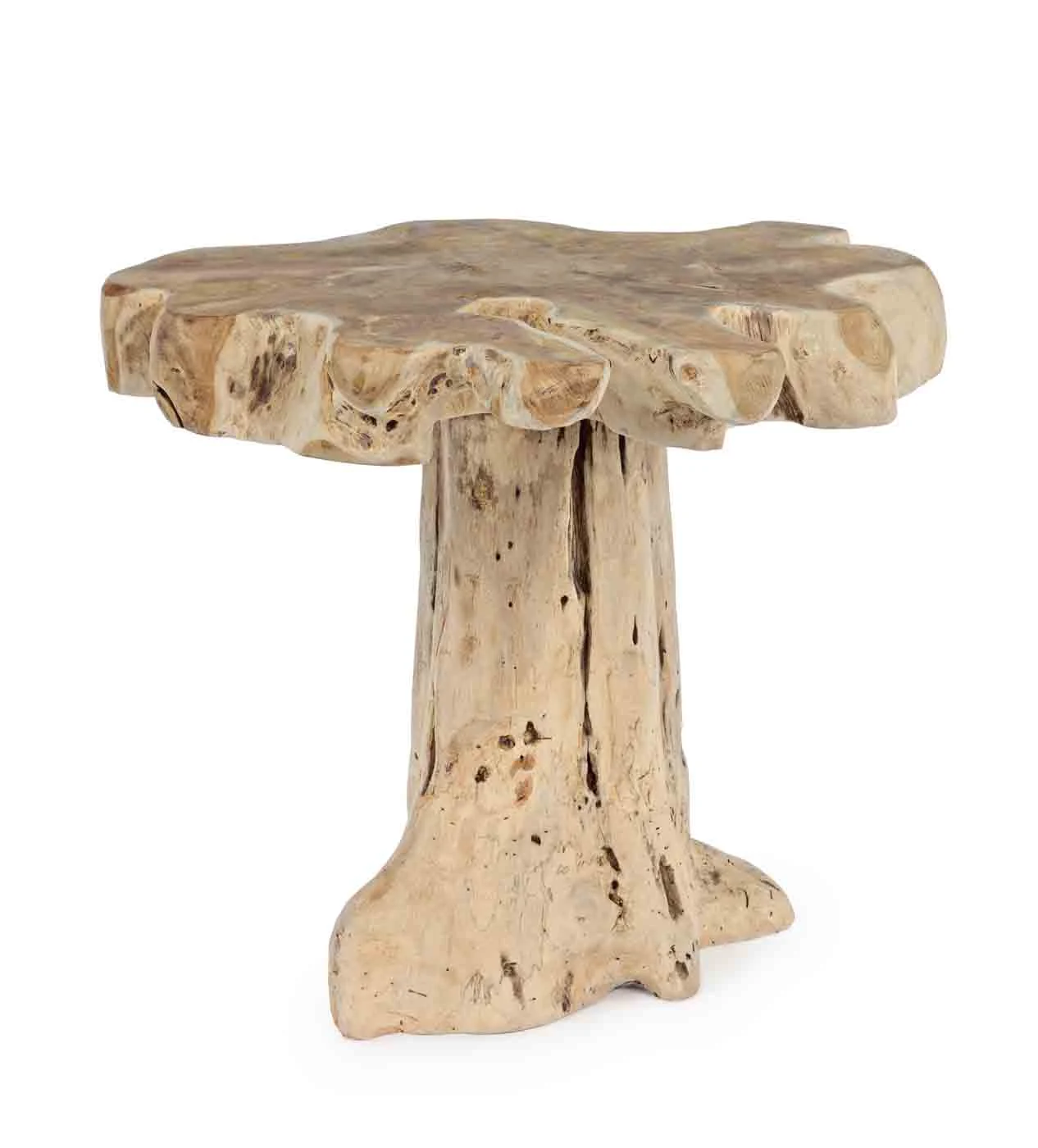 Beistelltisch Kavir aus Teakholz, organisches Design, massiv, natur, 50 cm - Bizzotto