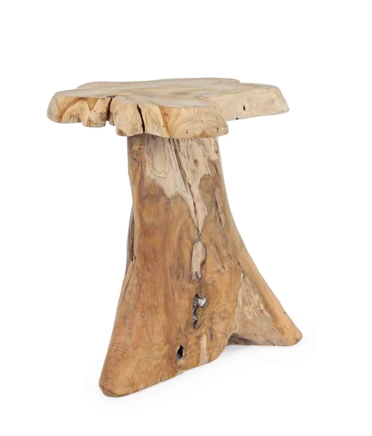 Beistelltisch Kavir aus Teakholz, organisches Massivdesign, natur, 40 cm, von Bizzotto