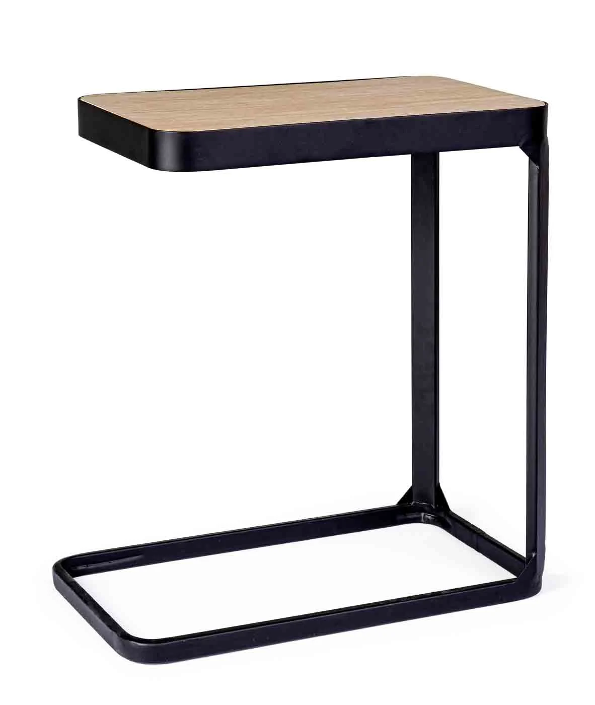 Beistelltisch Everitt aus Tannenholz, modernes Design, naturfarben, Metallgestell, 50x30 cm - Bizzotto