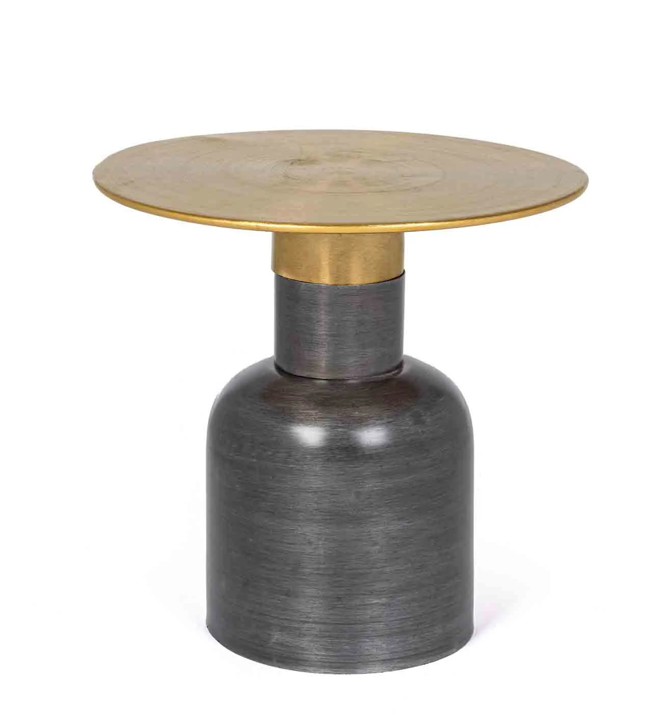 Beistelltisch Alopa aus Metall, rundes Design, modern, gold, Ø 41 cm, mittelfuß - Bizzotto