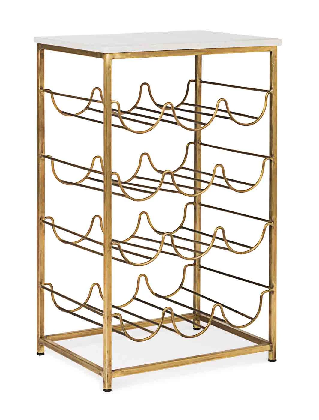 Weinregal Marmol aus Metall mit Marmorplatte, klassisch elegant, gold weiß, für 12 Flaschen - Bizzotto