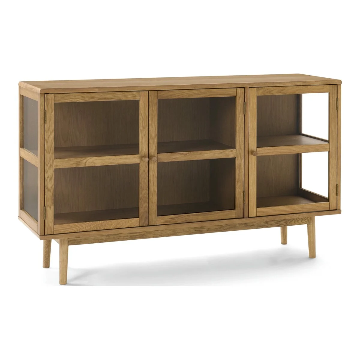 Sideboard Gobens Eiche Natur 137 cm - 3-türiges Glas-Sideboard, FSC-zertifiziert
