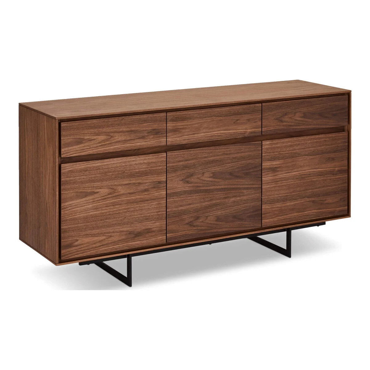 Sideboard Otoya Walnuss 155 cm - 3 Türen, 3 Schubladen & Metallgestell