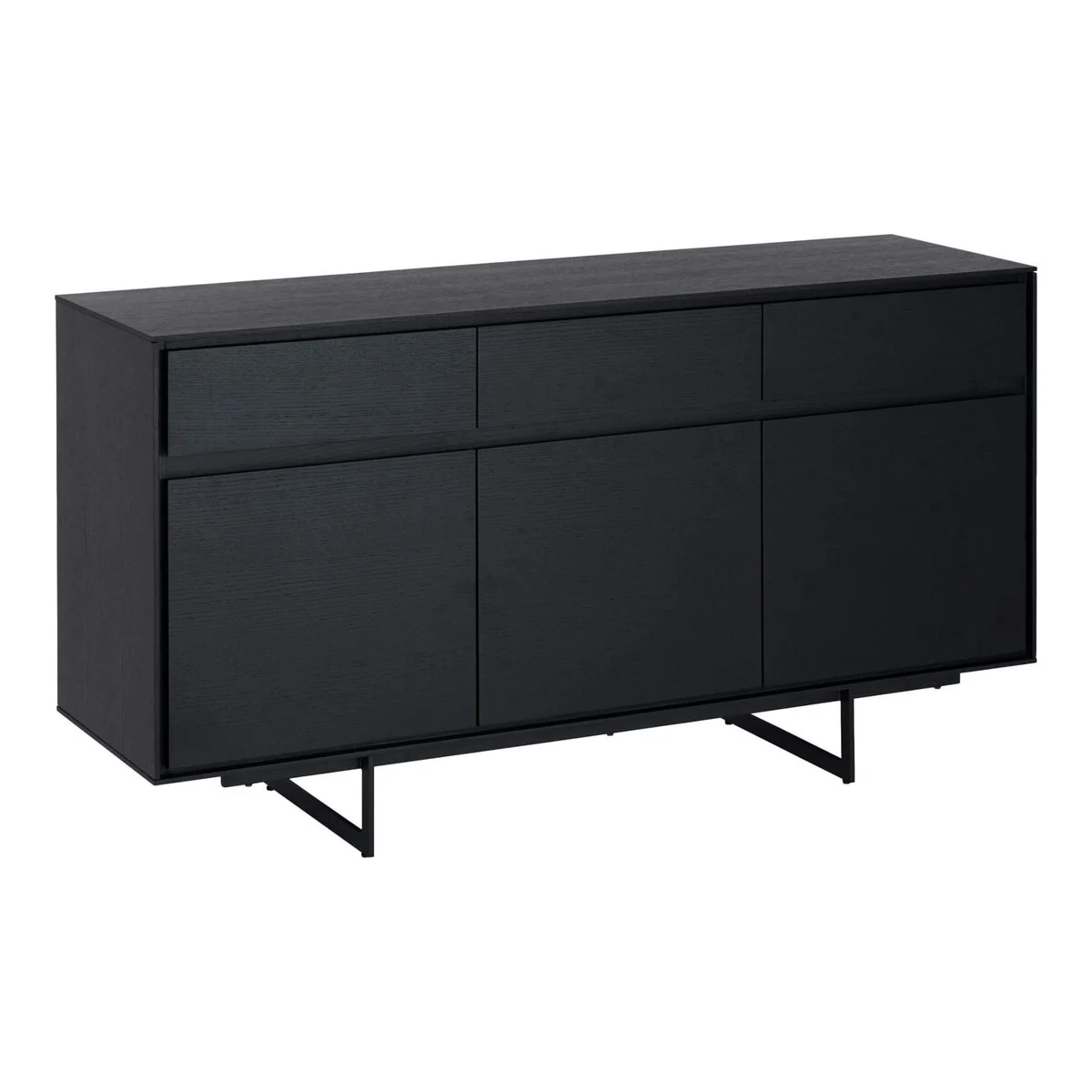 Sideboard Otoya Schwarz 155 cm - 3 Türen, 3 Schubladen & Metallgestell