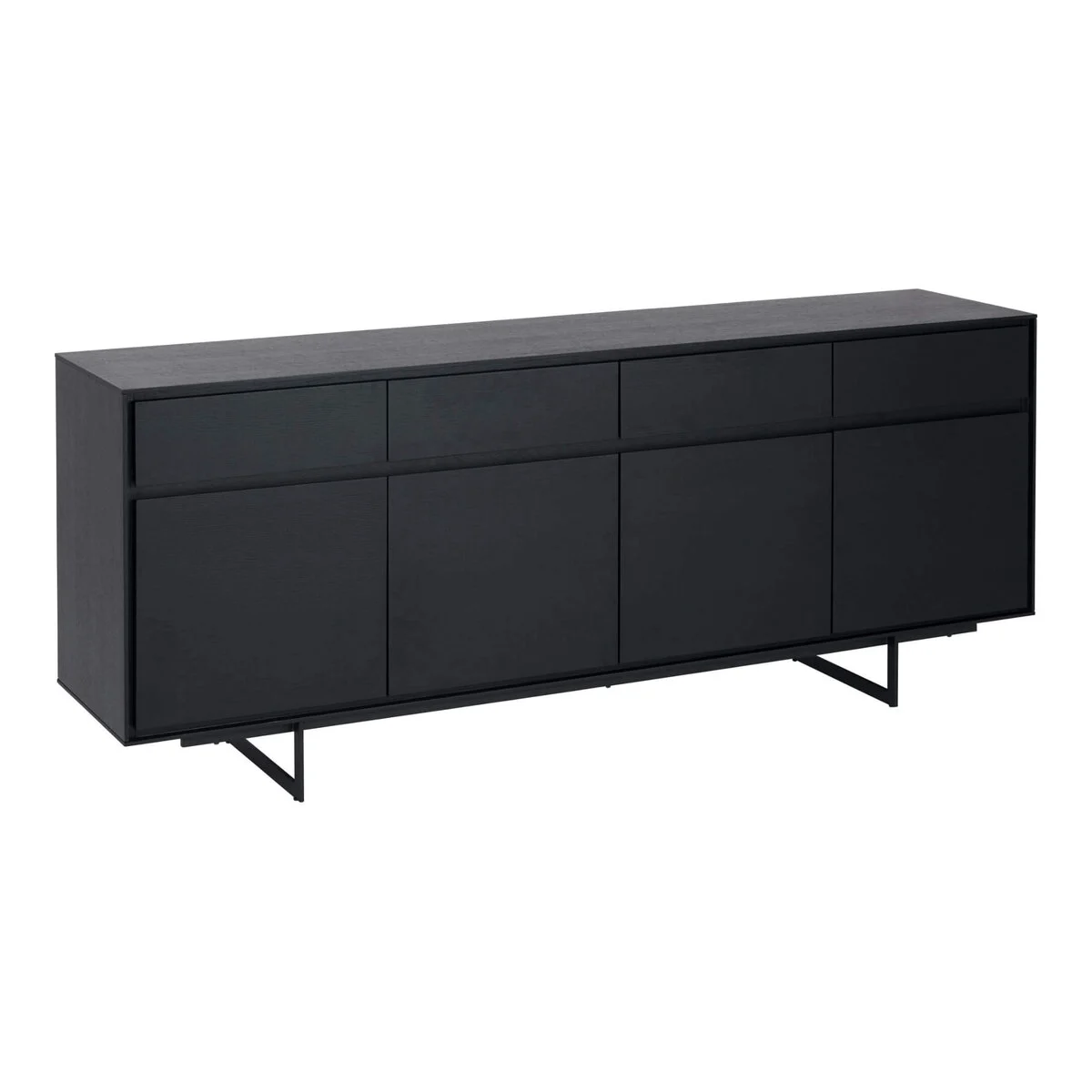 Sideboard Otoya Schwarz 205 cm - 4 Türen, 4 Schubladen & Metallgestell