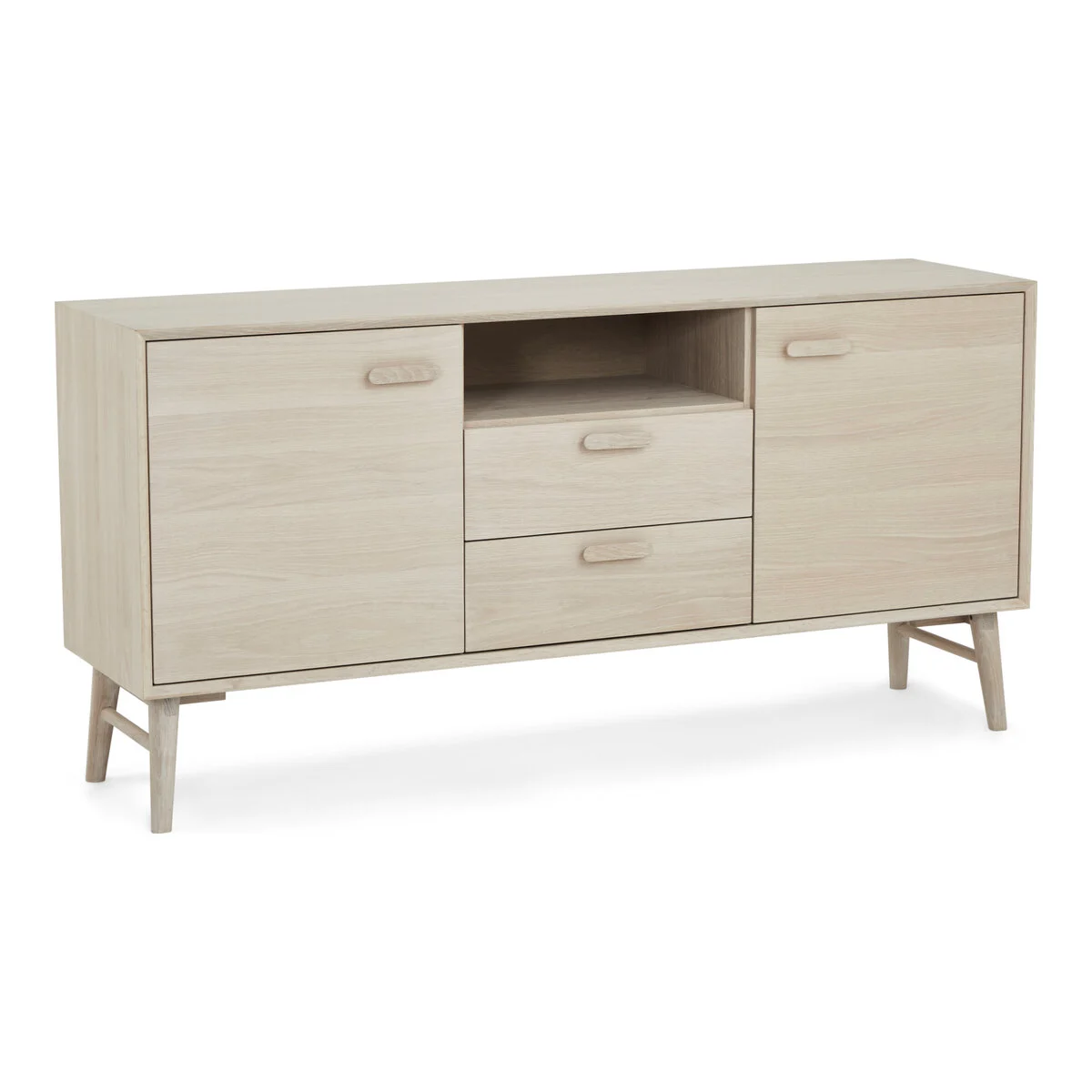 Sideboard Otaro Eiche Whitewash 160 cm - 2 Türen, 2 Schubladen & Soft-Close