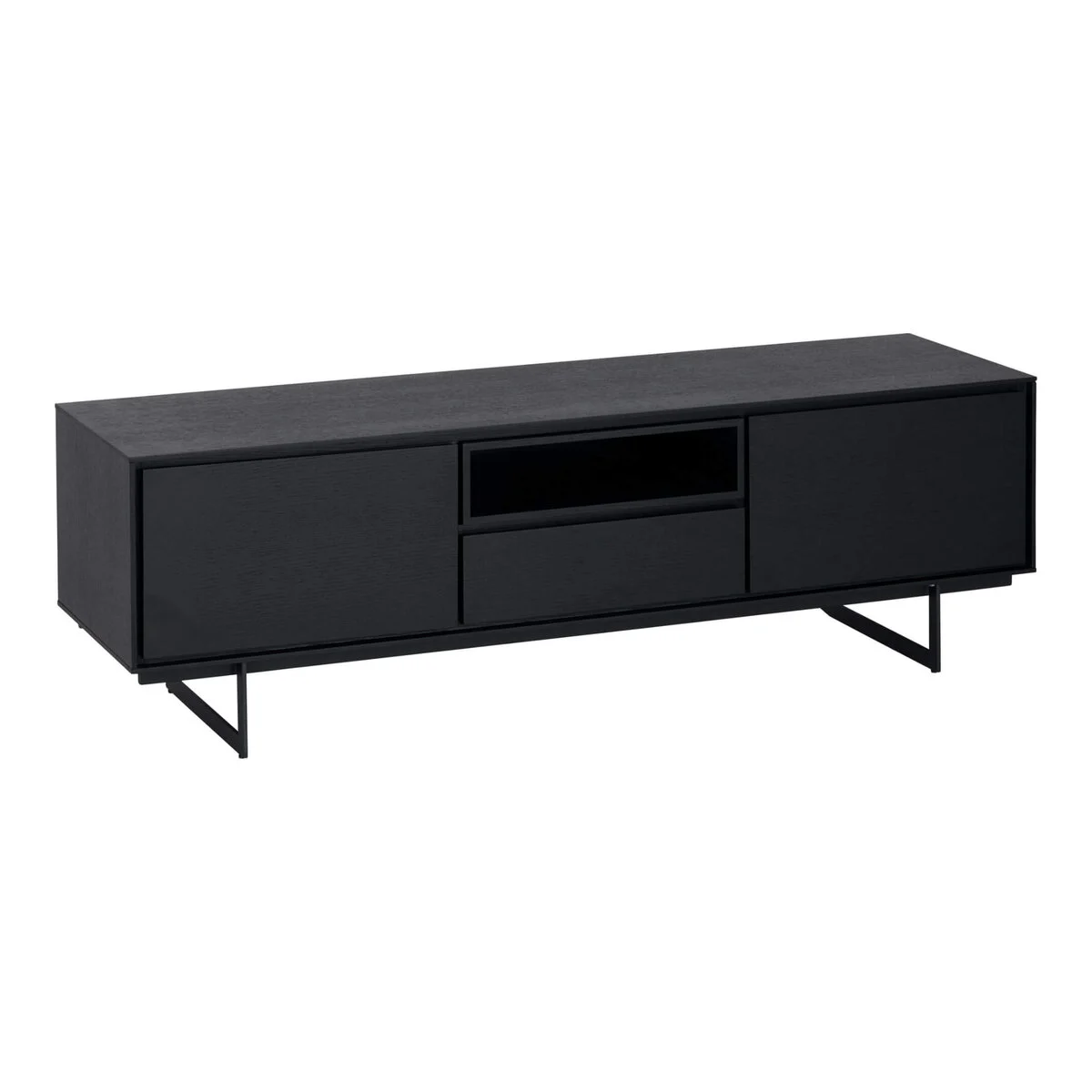 TV-Board Otoya Schwarz - 160 cm mit Soft-Close, offenem Fach & Stauraum
