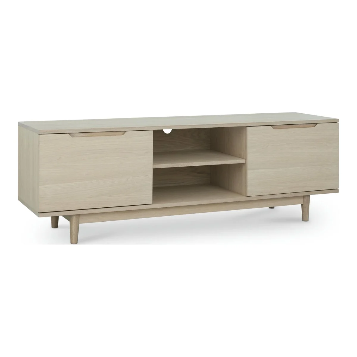 TV-Board Enimeta Eiche Whitewash 160 cm - mit Türen & Soft-Close