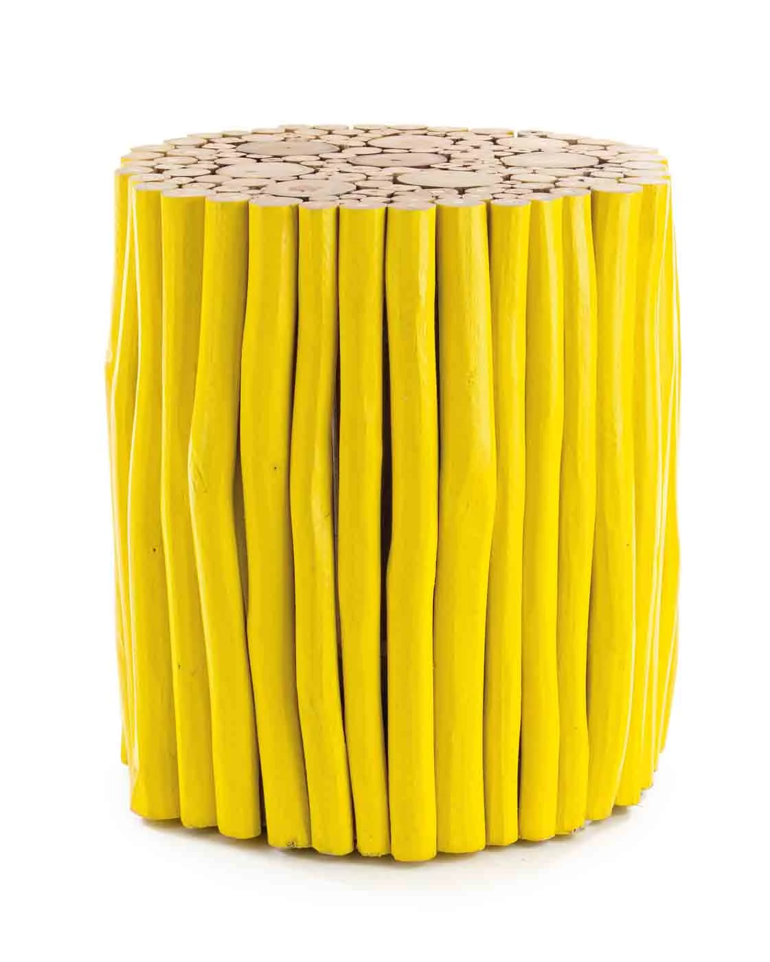 Beistelltisch Guadalupe aus Teakholz, massiv und rund, gelb, stilvolles Design, Ø 38 cm - Bizzotto