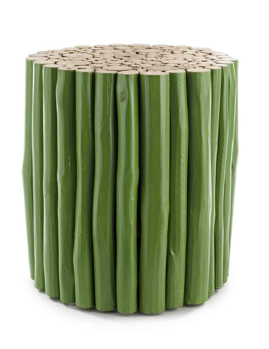 Beistelltisch Guadalupe aus Teakholz, rundes Massivdesign, grün, Ø 38 cm, Indoor - Bizzotto