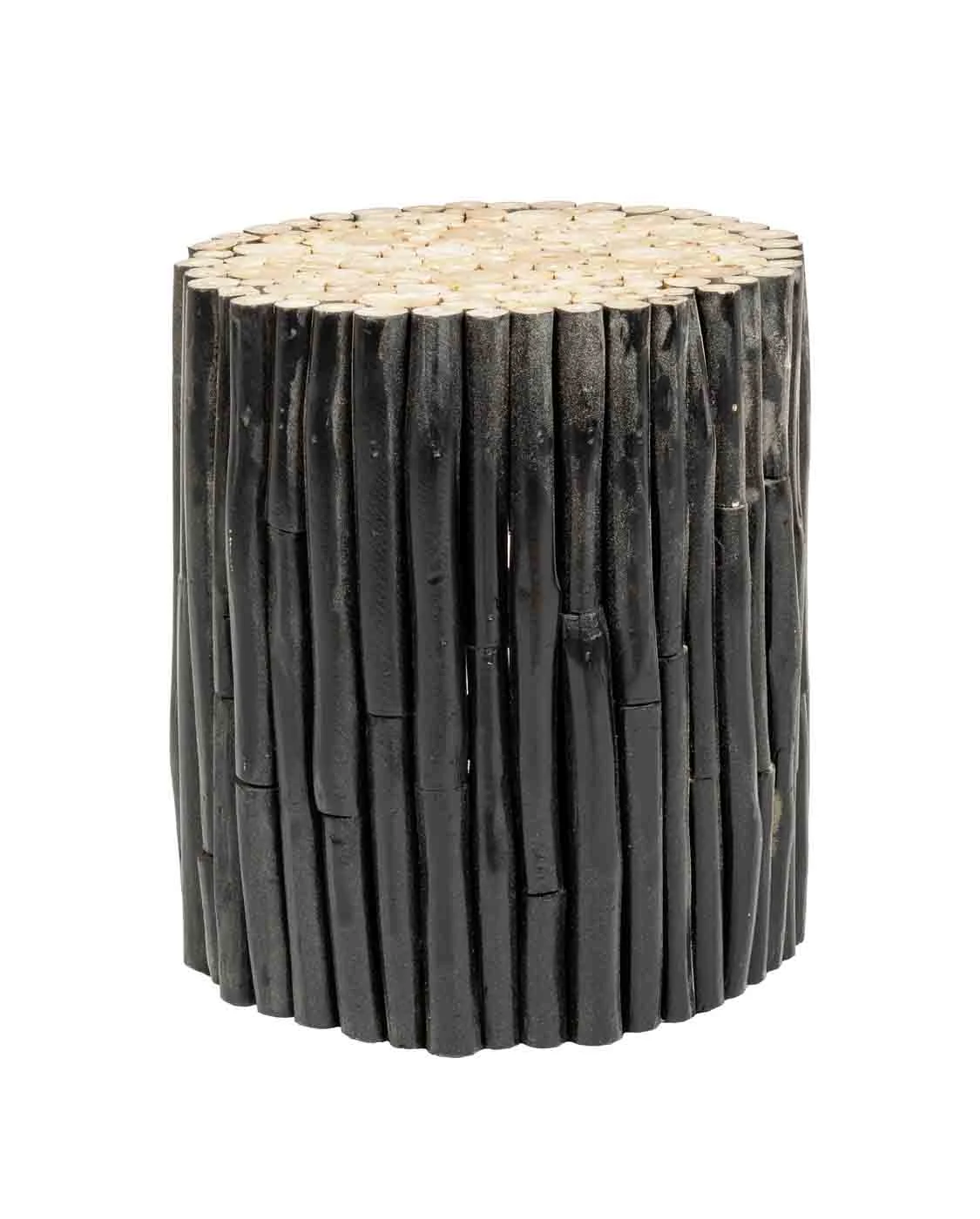 Beistelltisch Guadalupe aus Teakholz, massiv und rund, schwarz, modernes Design Ø 35 cm - Bizzotto