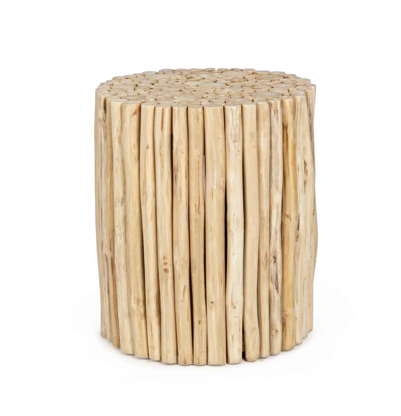 Beistelltisch Guadalupe aus Teakholz, massives Design, natur, rund Ø 35 cm, für drinnen - Bizzotto