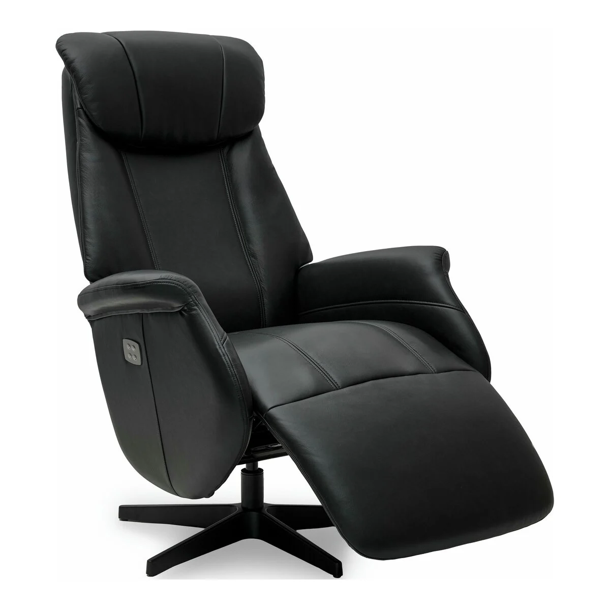 Relaxsessel Azano elektrisch Leder Schwarz - Drehsessel mit Liegefunktion & Fußstütze