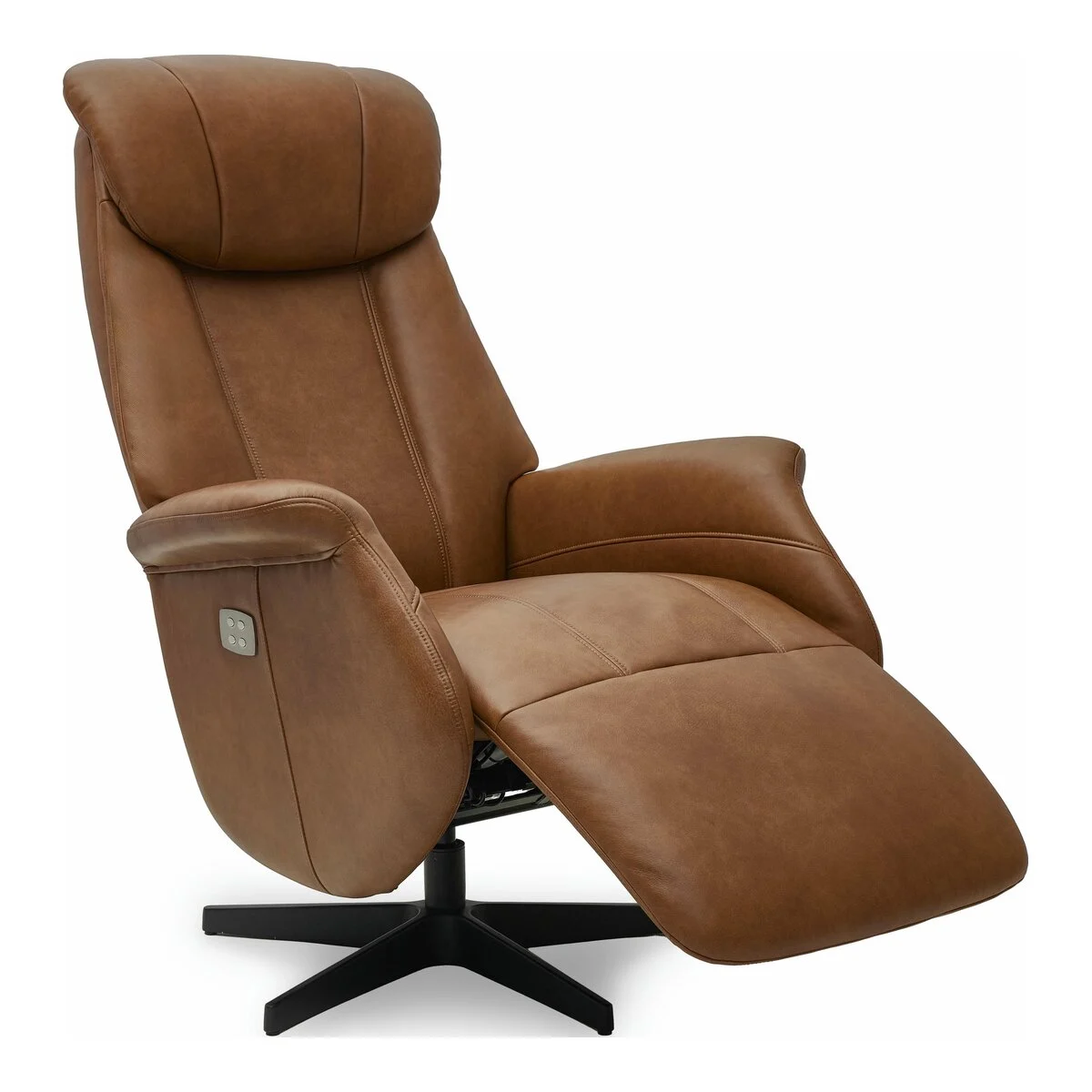 Relaxsessel Azano elektrisch Leder Cognac - Drehsessel mit Liegefunktion & Fußstütze