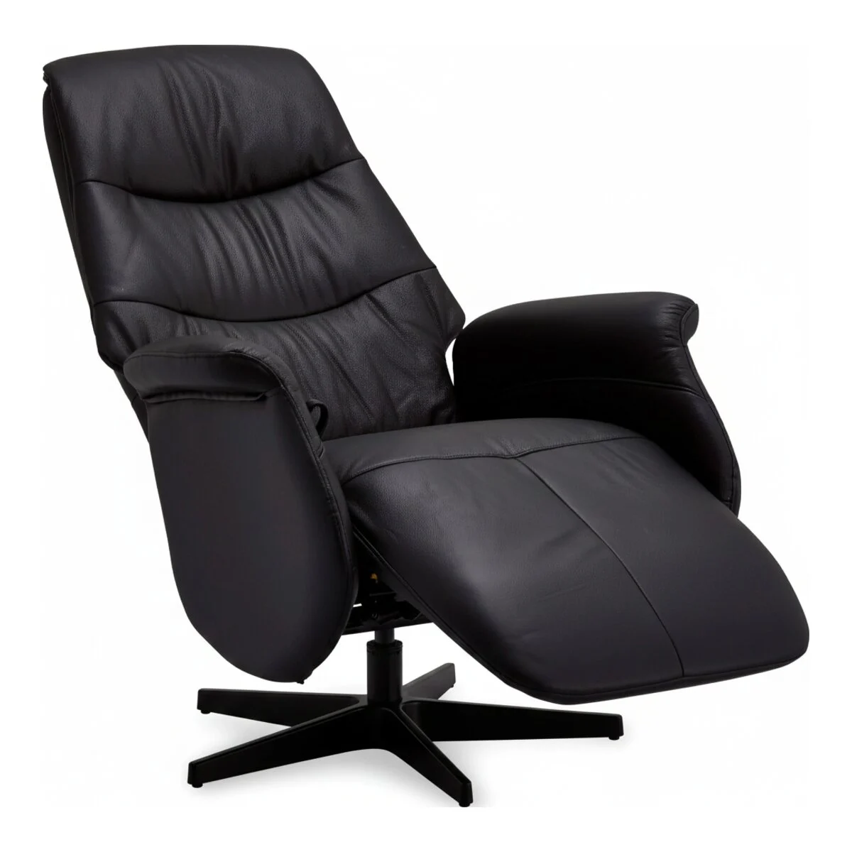 Relaxsessel Atella Schwarz Leder/PVC - Drehsessel mit Liegefunktion & Fußstütze