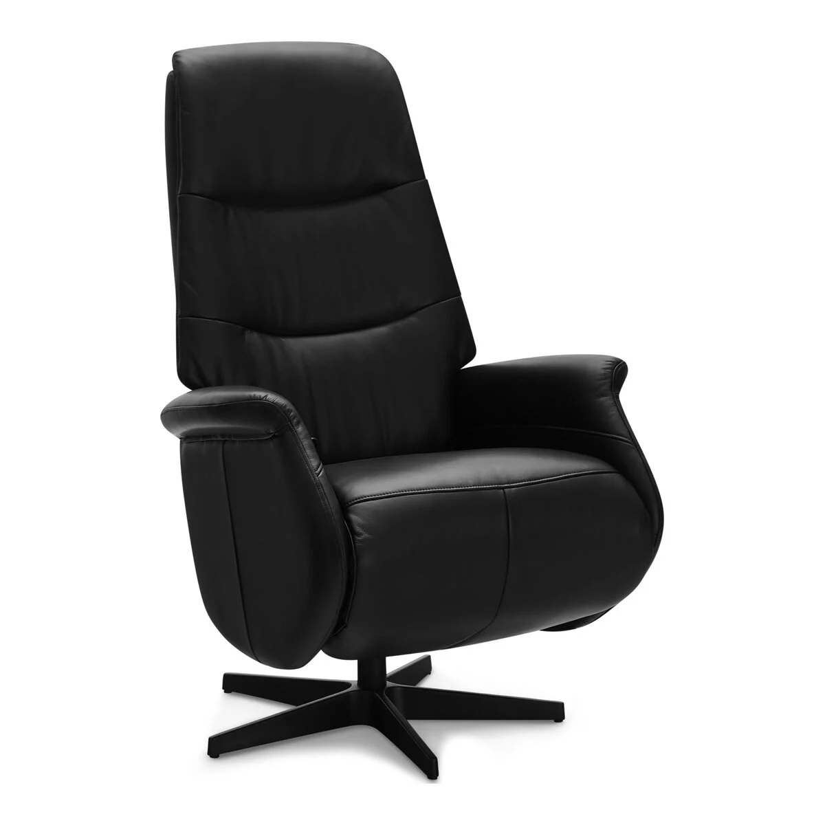 Relaxsessel Atella Leder Schwarz - Drehsessel mit Liegefunktion & Fußstütze