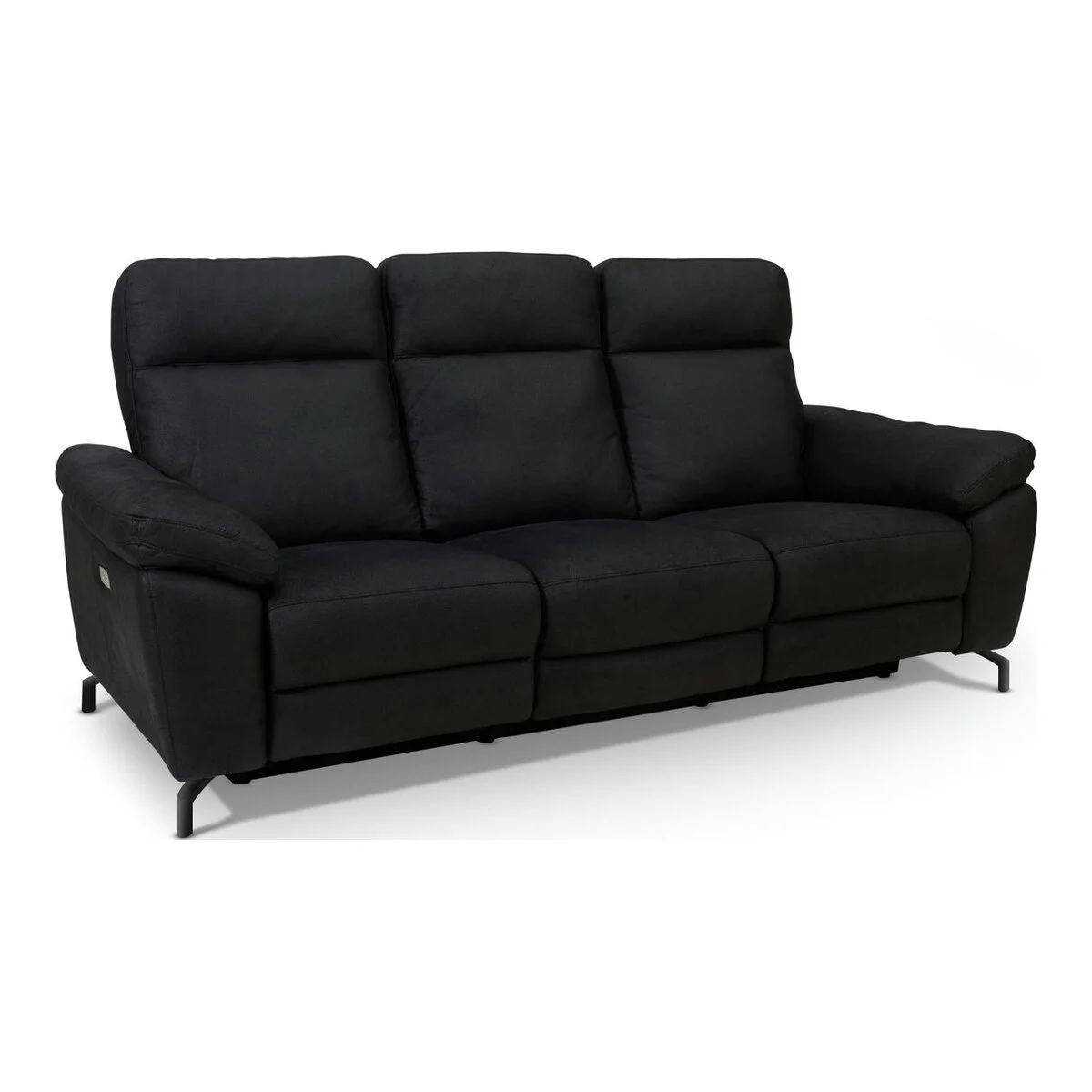 3-Sitzer Relaxsofa Astella Stoff Schwarz - Elektrisches Sofa mit Liegefunktion & USB