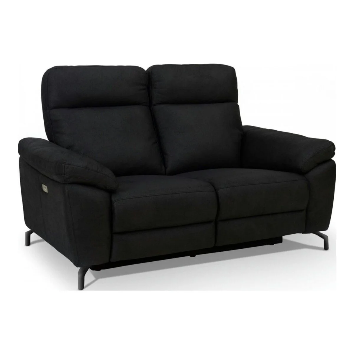 2-Sitzer Relaxsofa Astella Stoff Schwarz - Elektrisches Sofa mit Liegefunktion & USB
