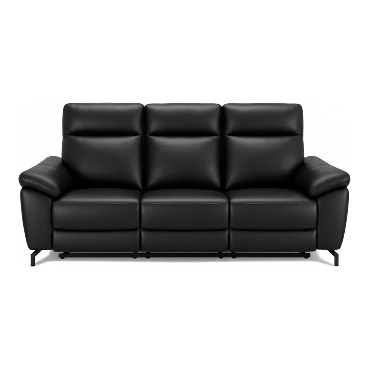 3-Sitzer Relaxsofa Astella Leder Schwarz - Elektrisches Sofa mit Liegefunktion & USB