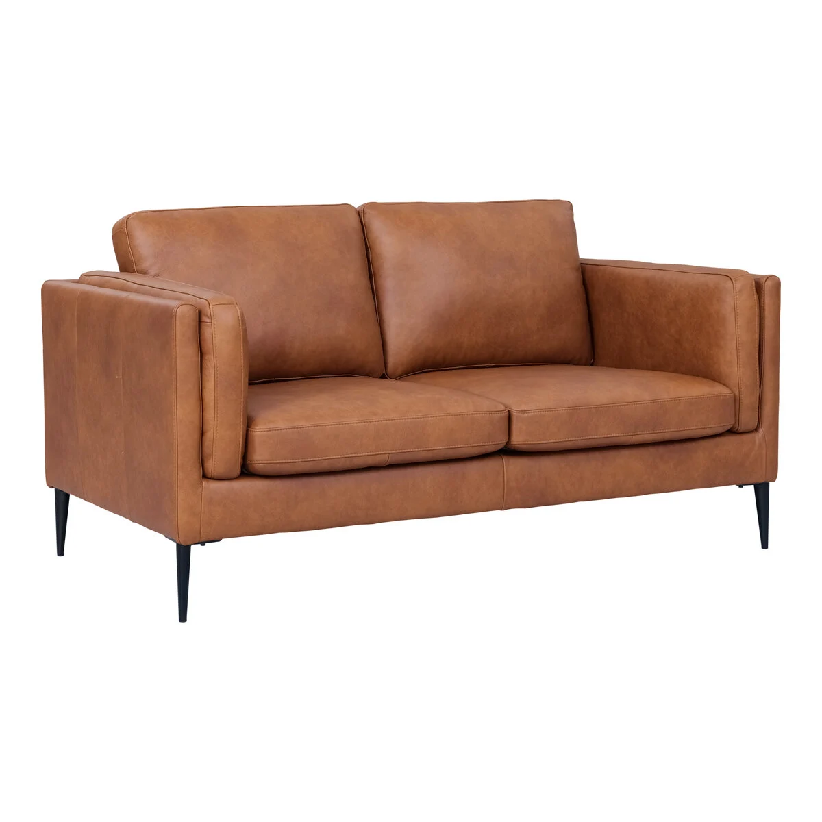 2-Sitzer Sofa Aicena Leder Cognac - Komfortsofa mit Taschenfederkern & Metall-Gestell