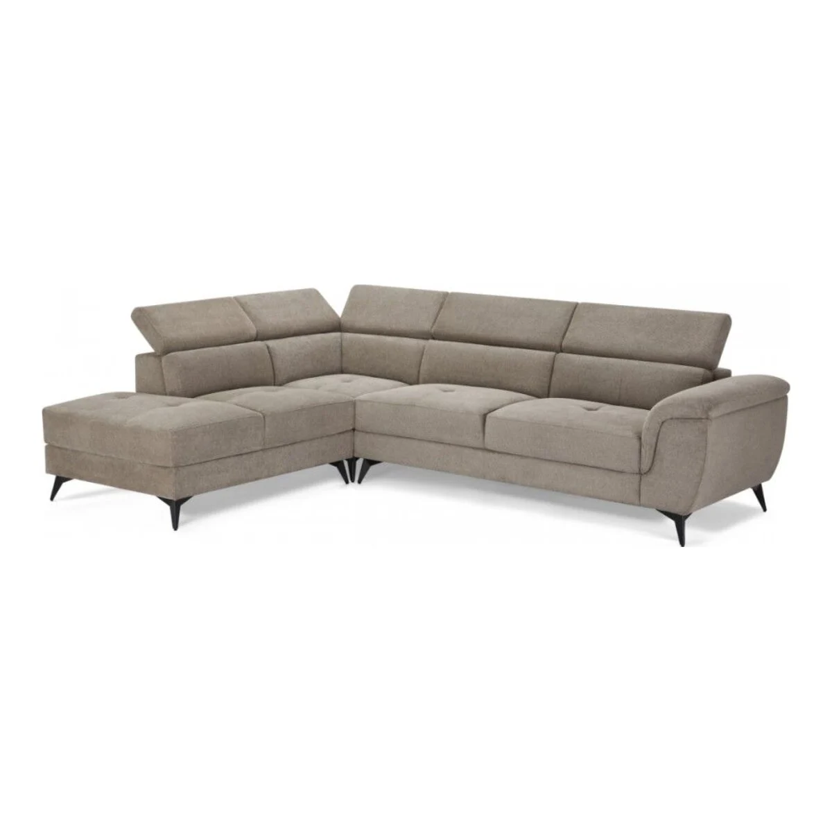 Ecksofa Sibet Links Taupe - mit OEKO-TEX Bezug & Kopfstütze
