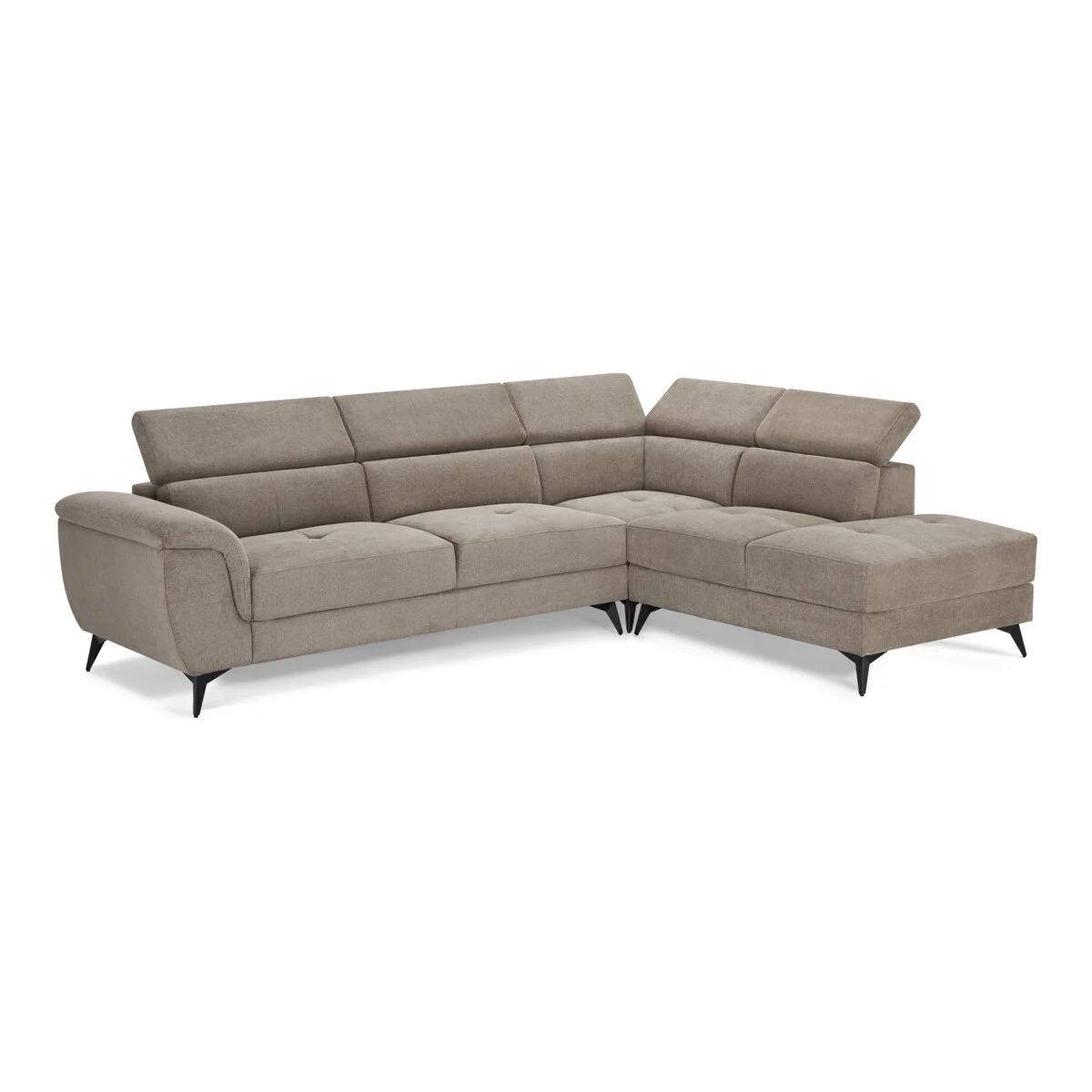 Ecksofa Sibet Rechts Taupe - mit OEKO-TEX Bezug & Kopfstütze