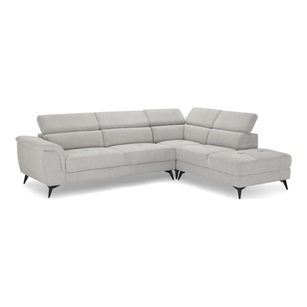 Ecksofa Sibet Rechts Hellgrau - mit OEKO-TEX Bezug & Kopfstütze