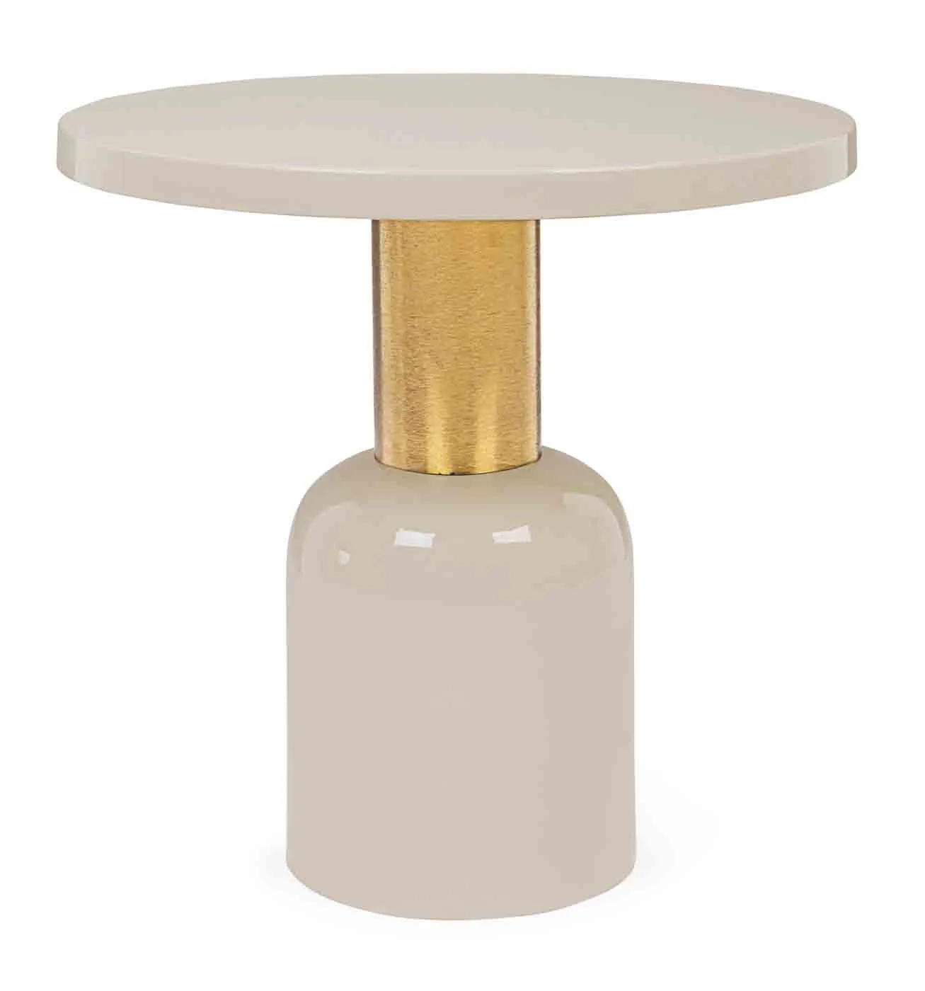 Beistelltisch Nalima aus Metall, modern rundes Design, creme, Ø 50,5 cm, Indoor - Bizzotto