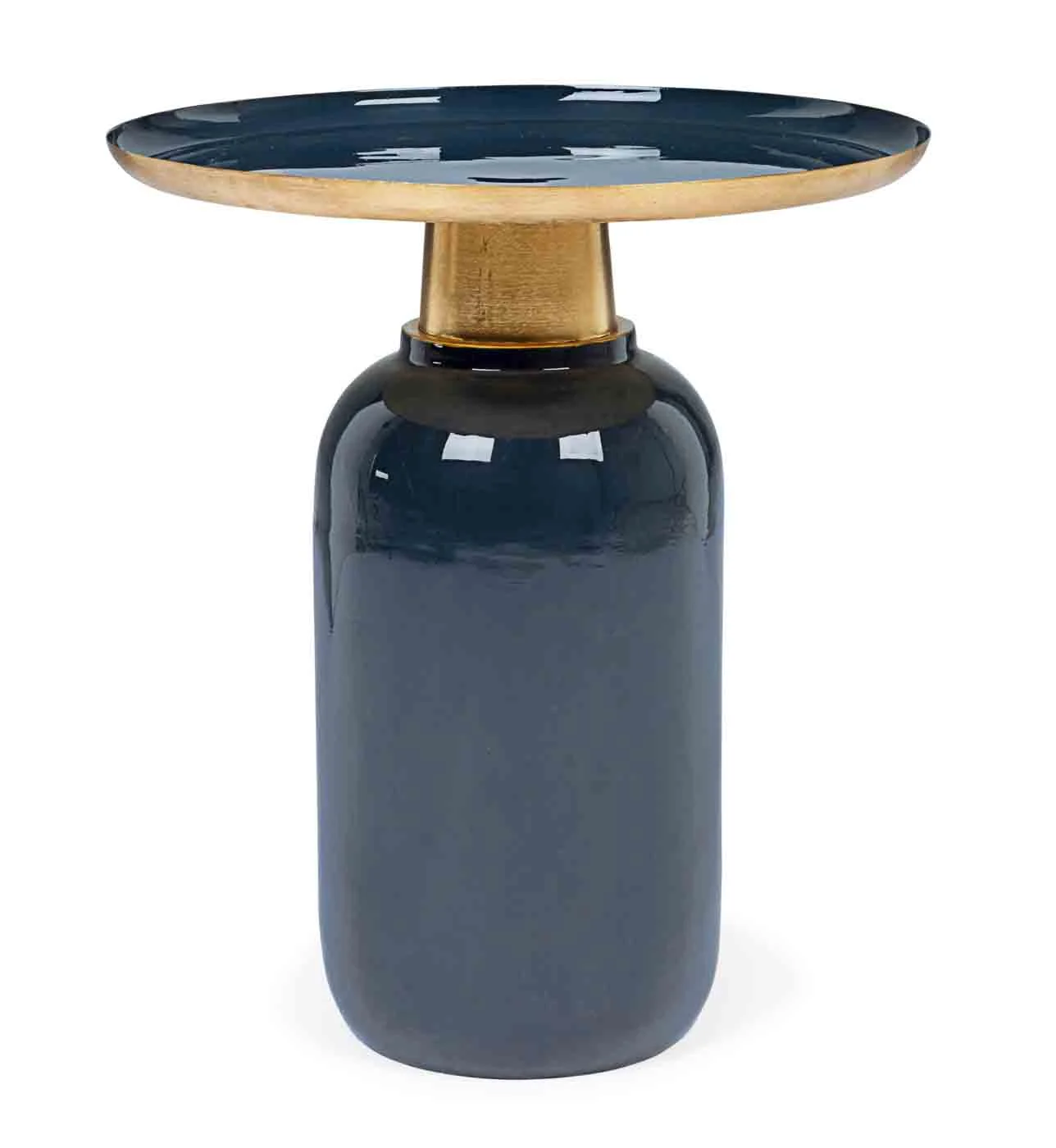 Beistelltisch Nalima Grande aus Metall, modern, rund, Blau, lackierte Oberfläche, Bizzotto