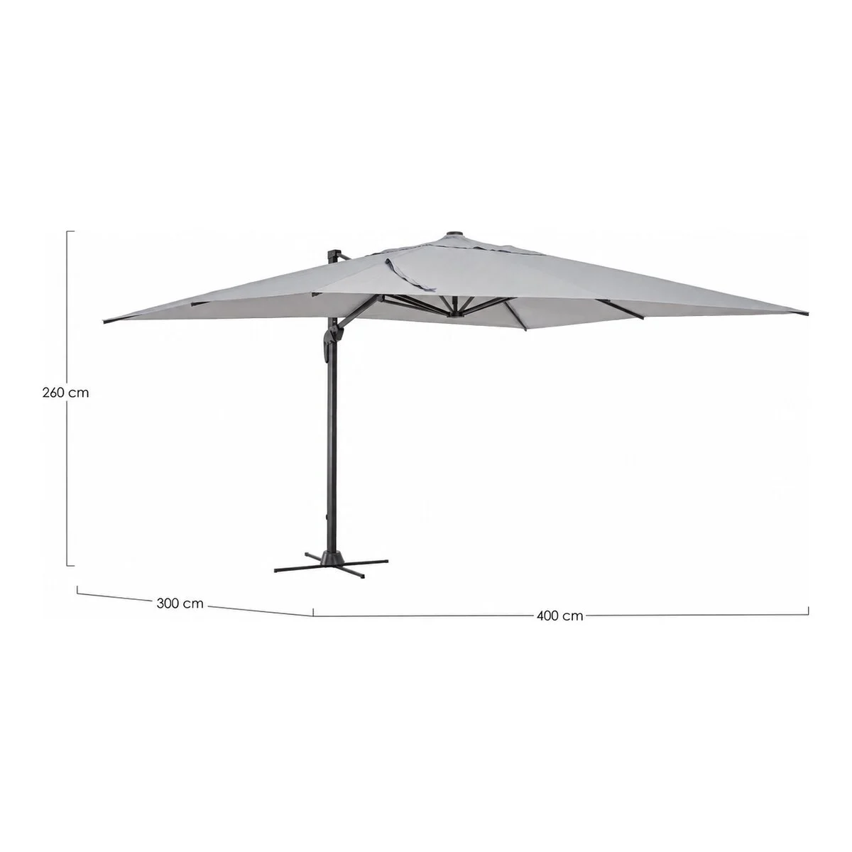 Sonnenschirm Vega aus Aluminium, modern und 360° schwenkbar, hellgrau, rechteckig 3x4 m - Bizzotto