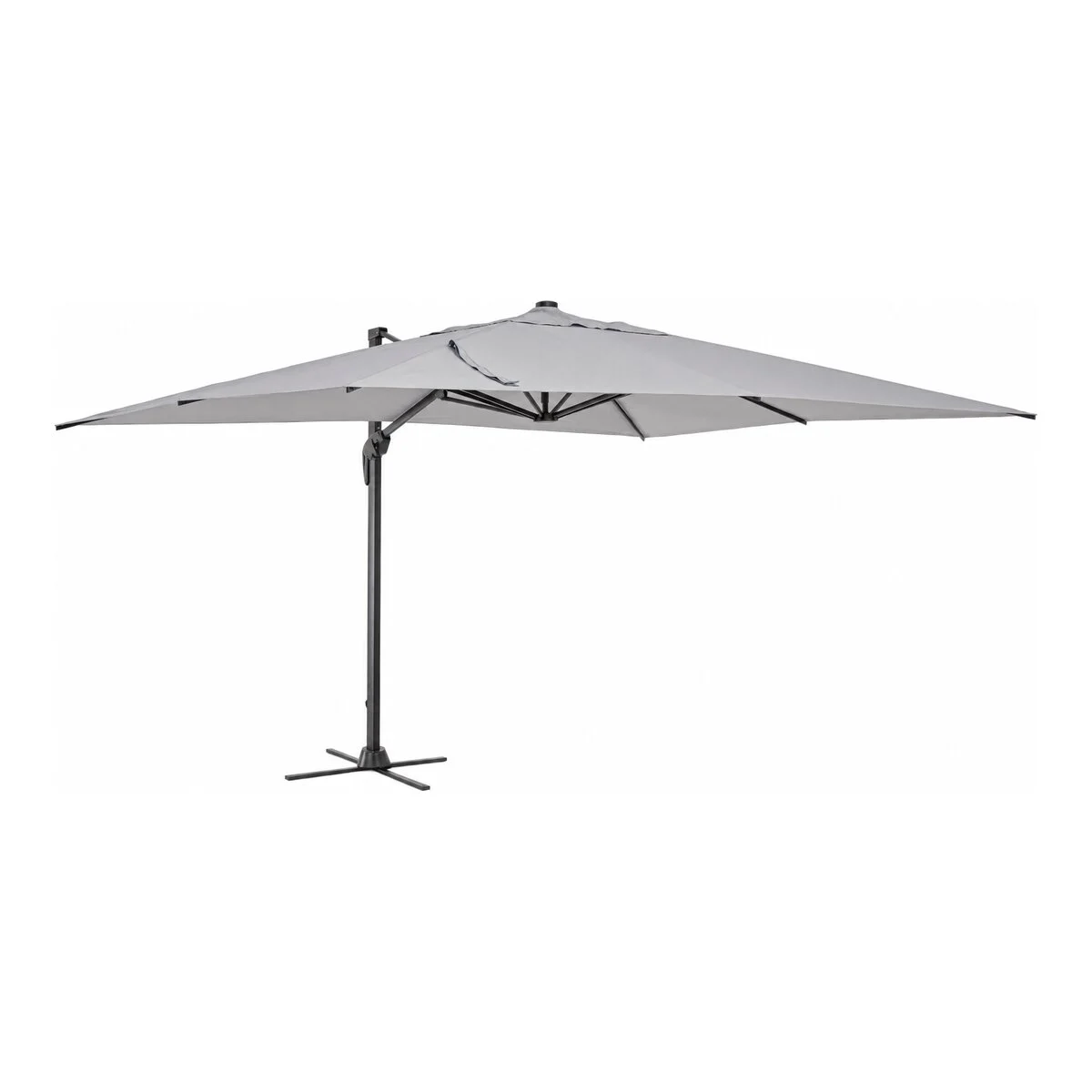 Sonnenschirm Vega aus Aluminium, quadratisch 3x3 m, hellgrau, 360° schwenkbar, mit Hülle - Bizzotto