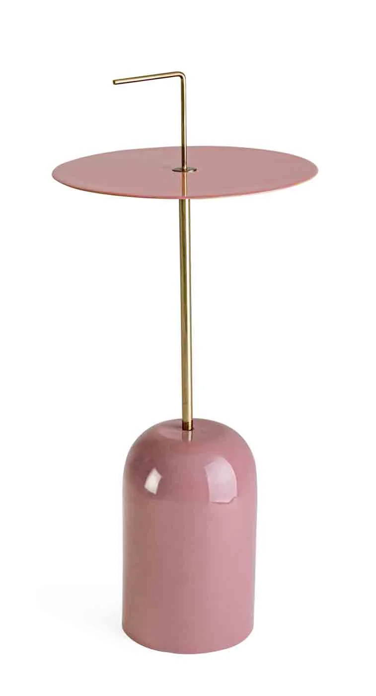 Beistelltisch Tulasi aus Metall, modern rundes Design, rosa goldfarben, für Dein Zuhause - Bizzotto