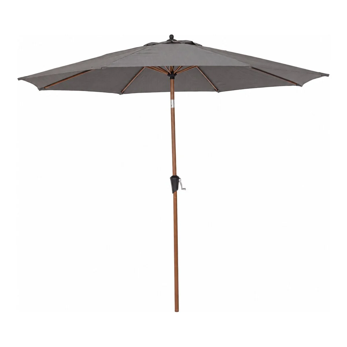 Sonnenschirm Palinuro - Metall Naturbraun in Holzoptik, Polyester-Stoff Dunkelgrau, Ø 300 cm