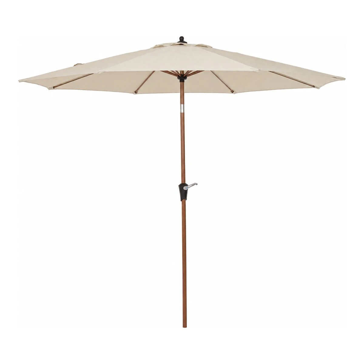 Sonnenschirm Palinuro - Metall Naturbraun in Holzoptik, Polyester-Stoff Natur, Ø 300 cm