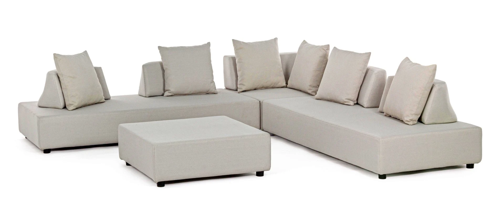 Gartensofa Piper Aluminium mit Kissen, modernes Outdoor-Design, sandfarben, UV-beständig, für 6–7 Personen